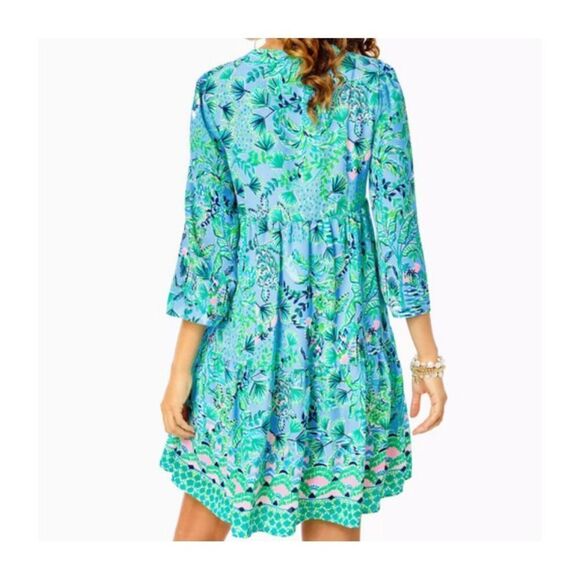 LILLY PULITZER Martine Dress Frenchie Blue Mosaic Shells Dress XXS $228.00 - Picture 3 of 9
